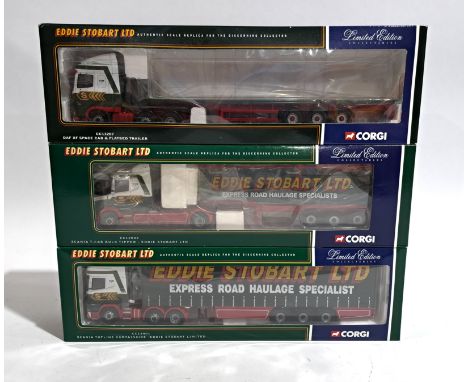 Corgi &ldquo;Eddie Stobart&rdquo; 1:50 scale, a boxed quad group. CC13207, CC12901 &amp; CC12802. Although unchecked for comp