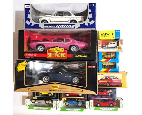 Anson, ERTL, Maisto and similar, a boxed mixed scale group to include Anson 1:18 scale (Anson Racing) BMW 2002 Turbo, ERTL 1: