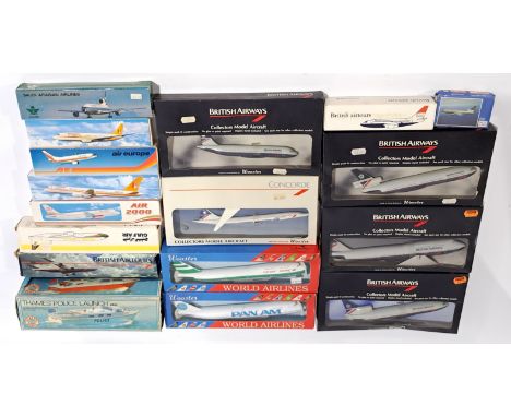 Wooster Collectors Model Aircraft &amp; similar, a boxed group. Includes Cathay Pacific B747-400 &amp; British Airways A320.&