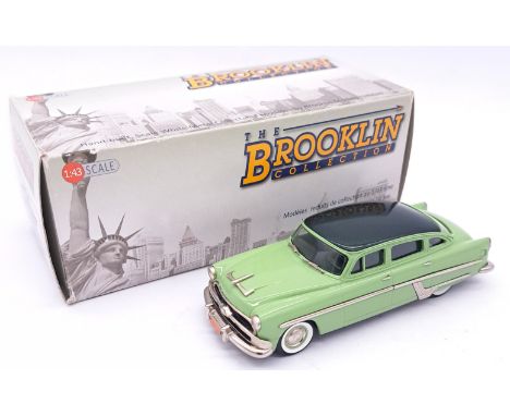 Brooklin Models a boxed 1:43 scale BRK.174 1954 Hudson Hornet 4 Door Sedan in Spring Green/Pasture Green Poly. Comes complete