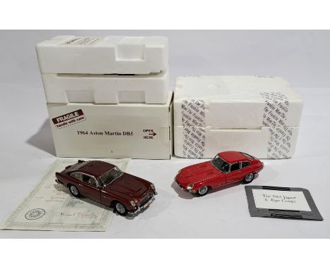 Franklin Mint &amp; similar, 1961 Jaguar E-Type Coupe &amp; 1964 Aston Martin DBS. Although unchecked for completeness condit