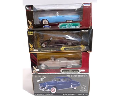 Road Signature &amp; American Muscle 1:18 scale &amp; similar, Car related, a boxed group.&nbsp; Including Ford 1957 Thunderb