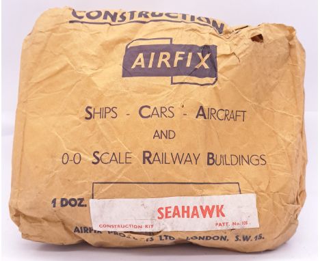 Airfix c1960&rsquo;s ORIGINAL TRADE BAG complete with Bagged (possibly Type3) &ldquo;Seahawk&rdquo; Kits. Each Trade Bag stat