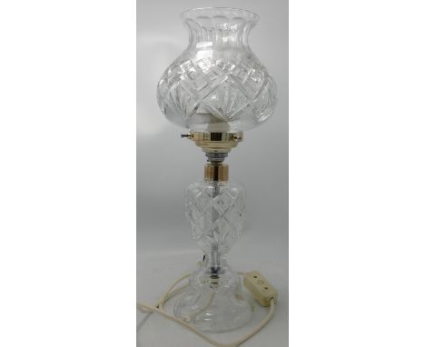 Edinburgh Cut Glass Crystal Lamp Base &amp; Shade: complete height 42cm 