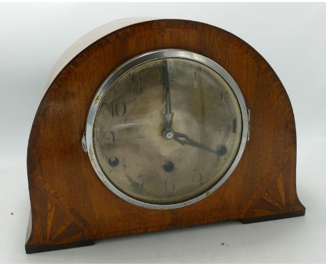 Inlaid Art Deco Mantle Clock: height 22cm 