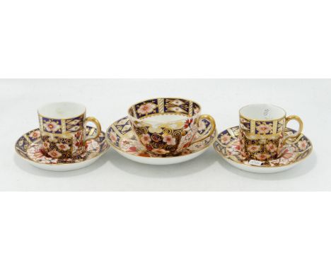 Royal Crown Derby 2451  Patterned Coffee Cans &amp; Tea Cup with saucers: 