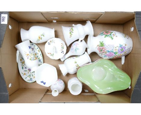 A collection of floral patterned items including Aynsley Cottage Garden, Somerset &amp; similar vases, bowl &amp; trays 