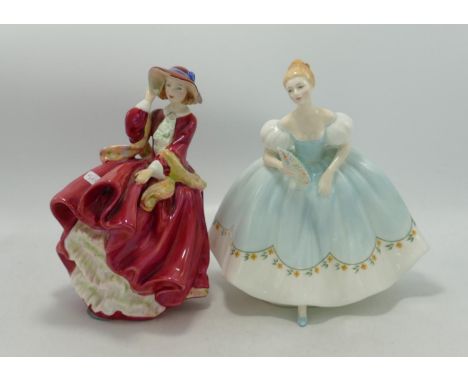 Royal Doulton Lady Figures First Dance HN2803 &amp; Top O the Hill HN1834(2) 