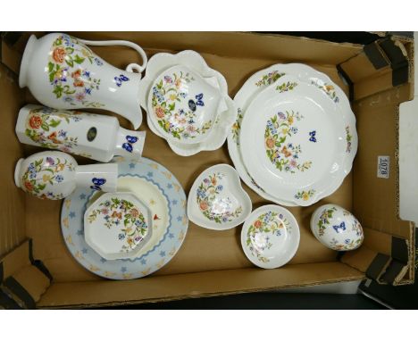 A collection of Aynsley Cottage Garden Patterned Plates, Trinket Boxes, pin trays etc 