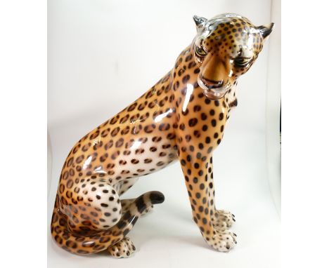 Very Large Mid Century Almost Life Size Italian Ceramic  Cheetah: height 77cm, sorry courier only on this item 