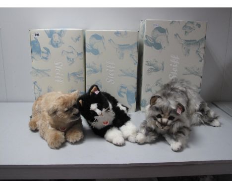 Three Modern Steiff Animals, 'Leo Lion' Masterpiece #036552 2009 No. 740 of 3000, jointed, 35cm high, #038662 'Lizzy Main Coo
