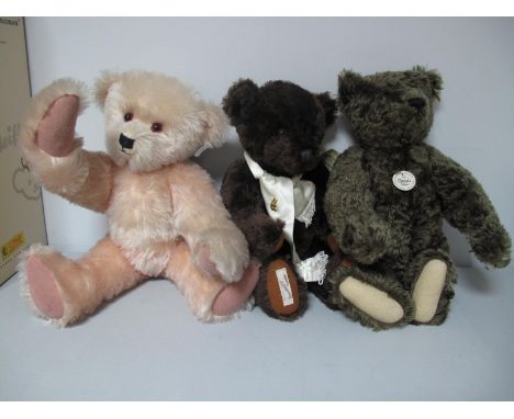 Three Modern Teddy Bears, a Steiff 1920 Classic Teddy Bear with growler. Approximately 17inches tall. A Deans Rag Book  Co. T