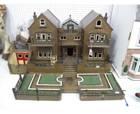 An Usual and Well Made Early to Mid XX Century Dolls House, in the form of a gentleman's villa, made from some proprietary pa