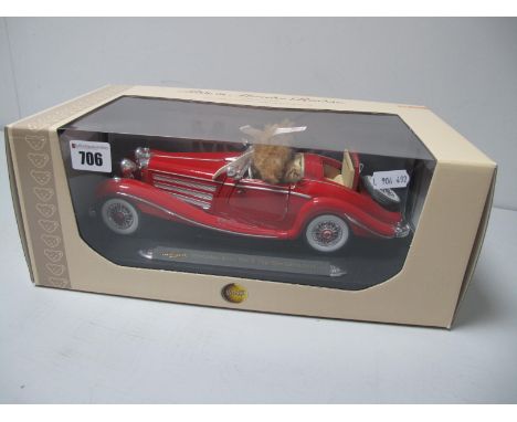 A Boxed Steiff Teddy in Mercedes Roadster #669699, Limited Edition  2007, 3.5 inches bear, reddish brown, Maisto Mercedes-Ben