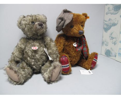 Two Modern Teddy Bears by Steiff, Jeremy, approximately 17" high with growler, and Jonathan Macbear, approximately 18" high, 