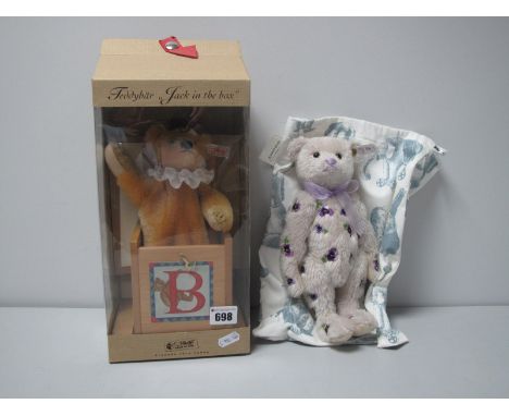 Two Modern Steiff Teddy Bears, 'Violet' #681356 2009, No. 647 of 1500, jointed, 10 inches high, with original drawstring bag.