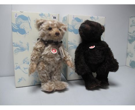 Two Boxed Modern Steiff Jointed Teddy Bears, #664205 British Collectors Teddy Bear 2012, caramel , 36cm high, tags attached, 