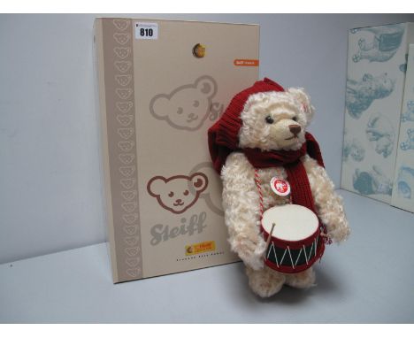 A Modern Steiff Jointed 'Drummer' Musical Teddy Bear, #037368, No. 80 of 2007, 30cm high, tags attached, certified, boxed.