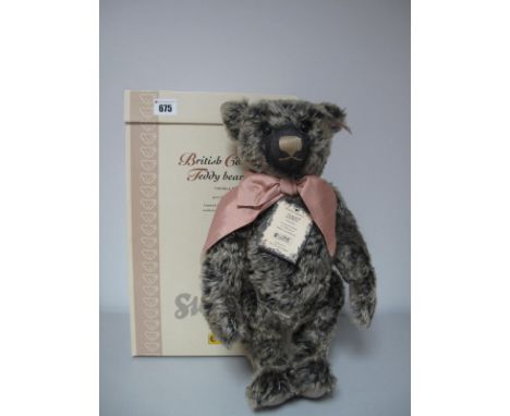 A Modern Steiff Jointed Teddy Bear with Growler #662508 British Collectors Teddy Bear 2007 "Old Black Bear", grey tipped, 40c