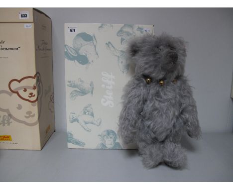 A Boxed Modern Steiff Jointed Teddy Bear #662997 Bell Boy, grey, 40cm high, growler, certified No. 00737.