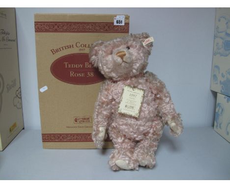 A Modern Steiff Jointed Teddy Bear with Growler #654480 Rose 38 British Collectors 1997 Mohair bear, 38cm high, tags attached