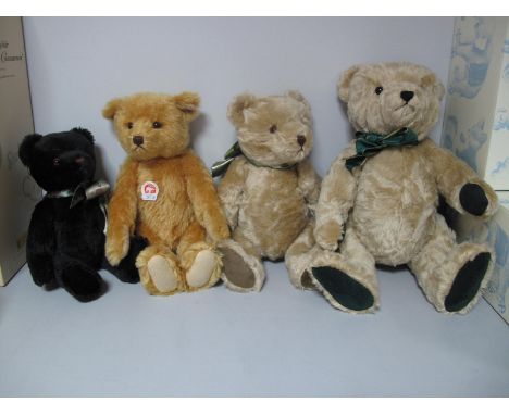 Four Modern Jointed Teddy Bears by Steiff, Hermann including Steiff 037160 classic Teddy Bear 38, approximately 16" high, all