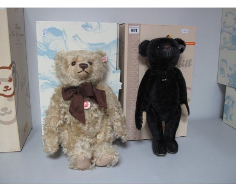 Two Boxed Modern Steiff Jointed Teddy Bears, 663291 British Collectors Teddy Bear 2010, light blond, 36cm, tags attached, cer