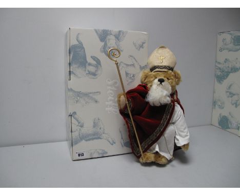 A Modern Steiff Teddy Bear #37122 Saint Nicholas, old gold, 28cm high, certified No. 00291, boxed.