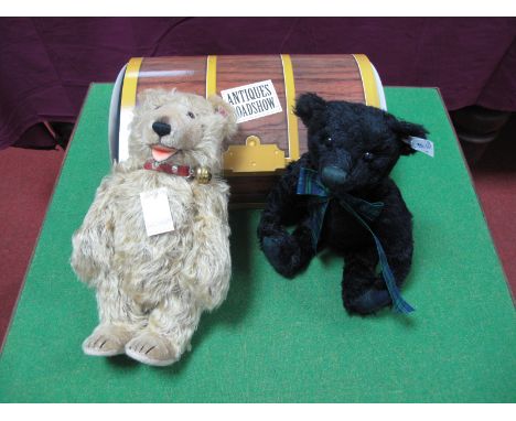 Two Modern Steiff Jointed Teddy Bears, #669767 Antiques Roadshow Bear 2007, Limited Edition 9 of 1500, boxed. #662386 Black M