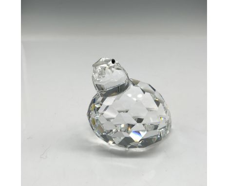 Clear faceted crystal figural with jet crystal button eyes. Swarovski backstamp. 7625 050 000. This item has its original box