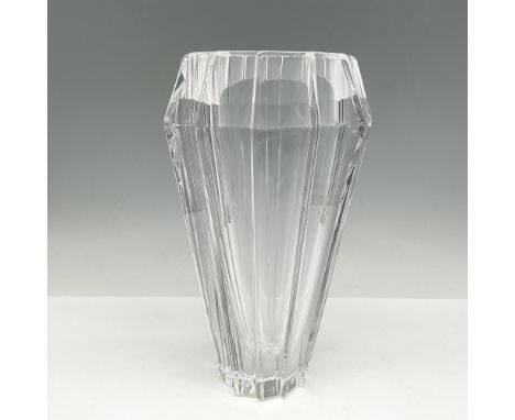 Unique tapered pleated crystal vase. Orrefors mark. Artist: Erika LagerhielkeIssued: 21st centuryDimensions: 9"H x 5.5" dia.M