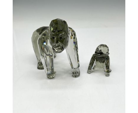 Gorilla mother and baby are designed from black diamond crystal with inset jet crystal eyes. Part of the Endangered Species g