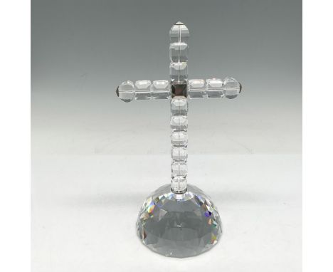 Beautifully cut block crystal cross with domed crystal base is part of the Symbols of Light category. Center rhodium metal is