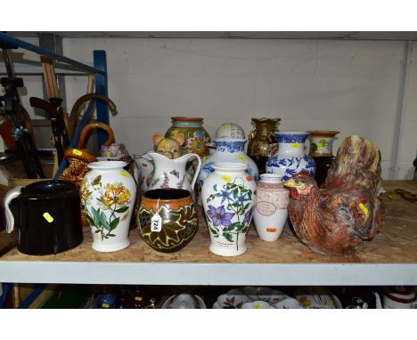 CERAMIC VASES AND PLANTERS ETC, to include a Gouda Nadro pattern vase (glaze chipped to the rim), approximate height 14cm, Po