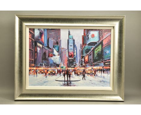 HENDERSON CISZ (BRAZIL 1960) 'TIMES SQUARE AT TWILIGHT', a signed limited edition print of an American street scene, 40/195 n