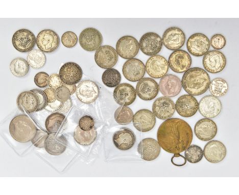 A BAG OF ASSORTED SILVER COINDS, to include one shillings, three pence's, one Florins etc, approximate gross weight 230.0 gra