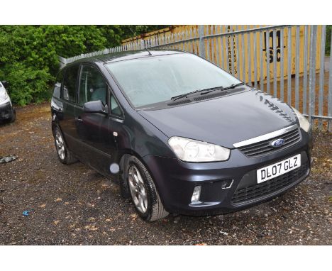 A 2007 FORD C-MAX ZETEC CAR, 1.6 petrol engine, 5 speed gearbox, V5C present, MOT ran out 2021, one key fob and one key, Mile