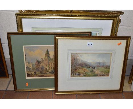 A SELECTION OF 19TH AND EARLY 20TH CENTURY WATERCOLOURS, comprising Frederick Boisseree (19th century) a landscape with a lon
