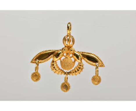 A YELLOW METAL REPODUCTION OF THE MALIA PENDANT,  a replica of the  'Malia Pendant' found in a tomb in 1930 in Chrysolakkos M