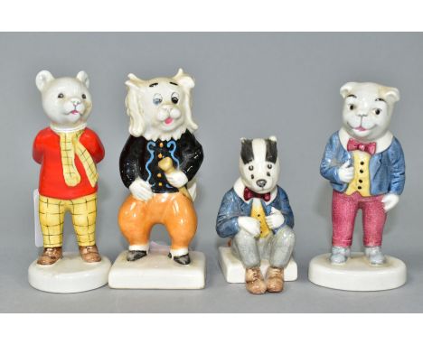 FOUR BESWICK 'RUPERT AND HIS FRIENDS' FIGURES, comprising 'Rupert The Bear', 'Algy Pug', 'Pong Ping' and 'Bill Badger', print