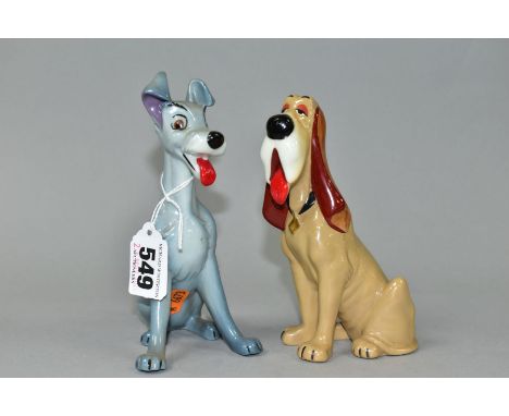 WADE BLOW UP TRAMP AND TRUSTY FIGURES, from Lady and the Tramp, tallest approximately 15cm (Condition report: pieces appear i