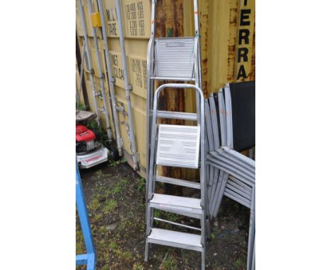 TWO ALUMINIUM STEP LADDERS the longest being 167cm high