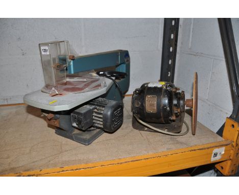 A DRAPER FS400 16IN FRETSAW/SCROLL SAW (PAT pass and working) and a vintage bespoke disc sander with a 9in disc and Vickers B