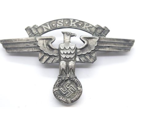 WWII type German NSKK peakless crash helmet badge. P&amp;P Group 1 (£14+VAT for the first lot and £1+VAT for subsequent lots)