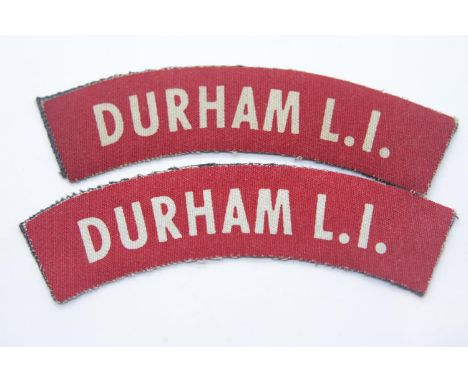 British WWI type Durham Light Infantry cloth shoulder titles. P&amp;P Group 1 (£14+VAT for the first lot and £1+VAT for subse