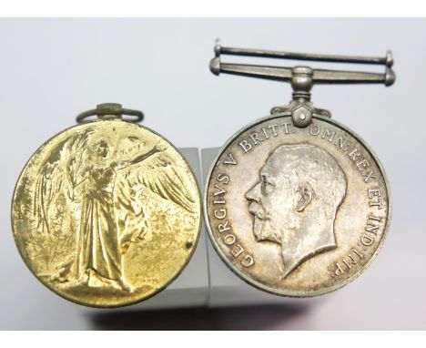 WWI medal pair to M-324826 Pte George C Burns ASC  P&amp;P Group 1 (£14+VAT for the first lot and £1+VAT for subsequent lots)