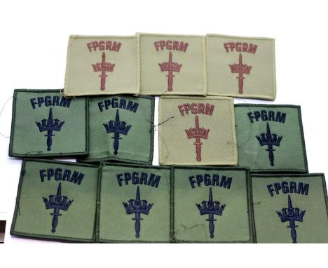 Eleven fabric FPGRM military badges. P&amp;P Group 1 (£14+VAT for the first lot and £1+VAT for subsequent lots) 
