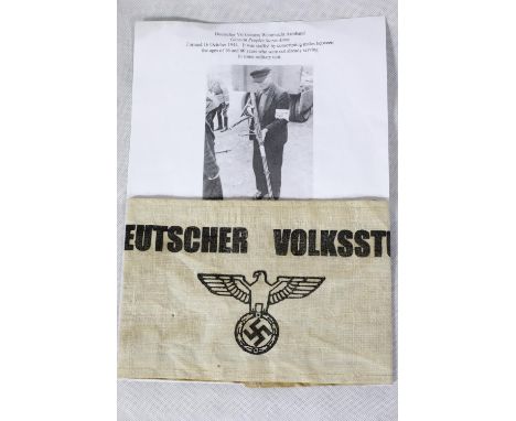German WWII style Volkssturm German People's Army armband. P&amp;P Group 1 (£14+VAT for the first lot and £1+VAT for subseque