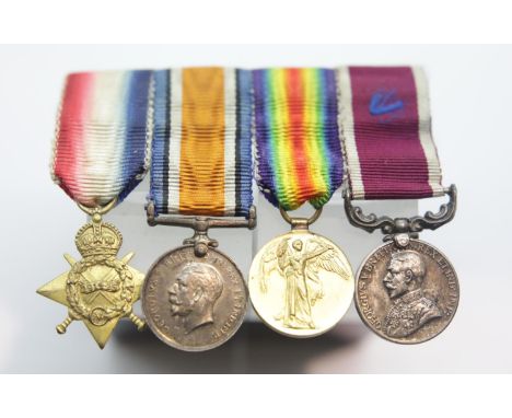 Set of four miniature medals, WWI pair with Star and Long Service Good Conduct medal P&amp;P Group 1 (£14+VAT for the first l