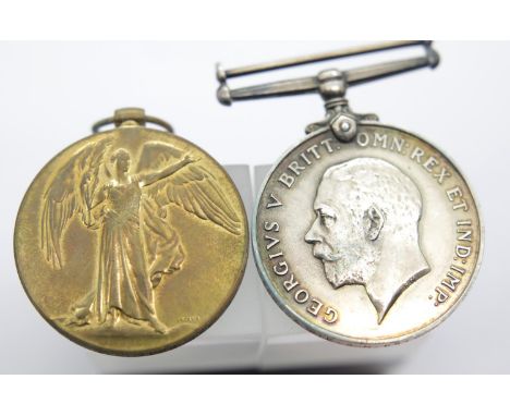 WWI medal pair to R-366203 Pte Alfred H Estcourt ASC  P&amp;P Group 1 (£14+VAT for the first lot and £1+VAT for subsequent lo
